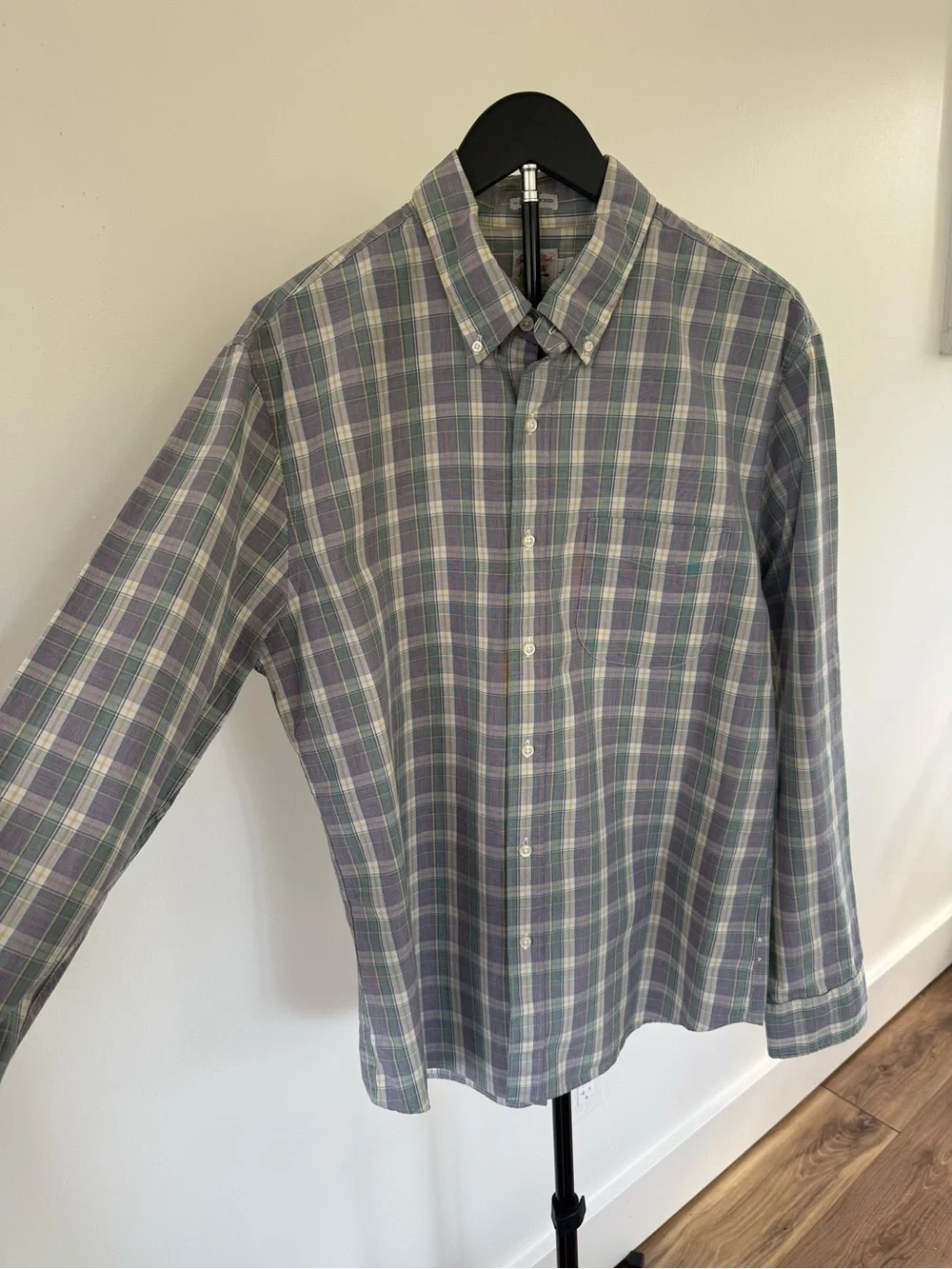 J. Crew Plaid Button-Down Shirt in Blue, Green & White